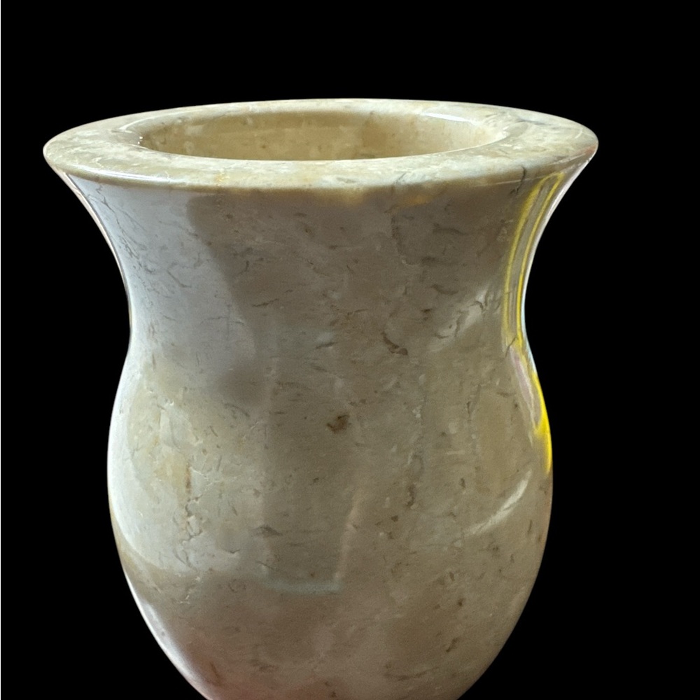 Elegant Cream Marble Vase with a smooth finish. (4-L)